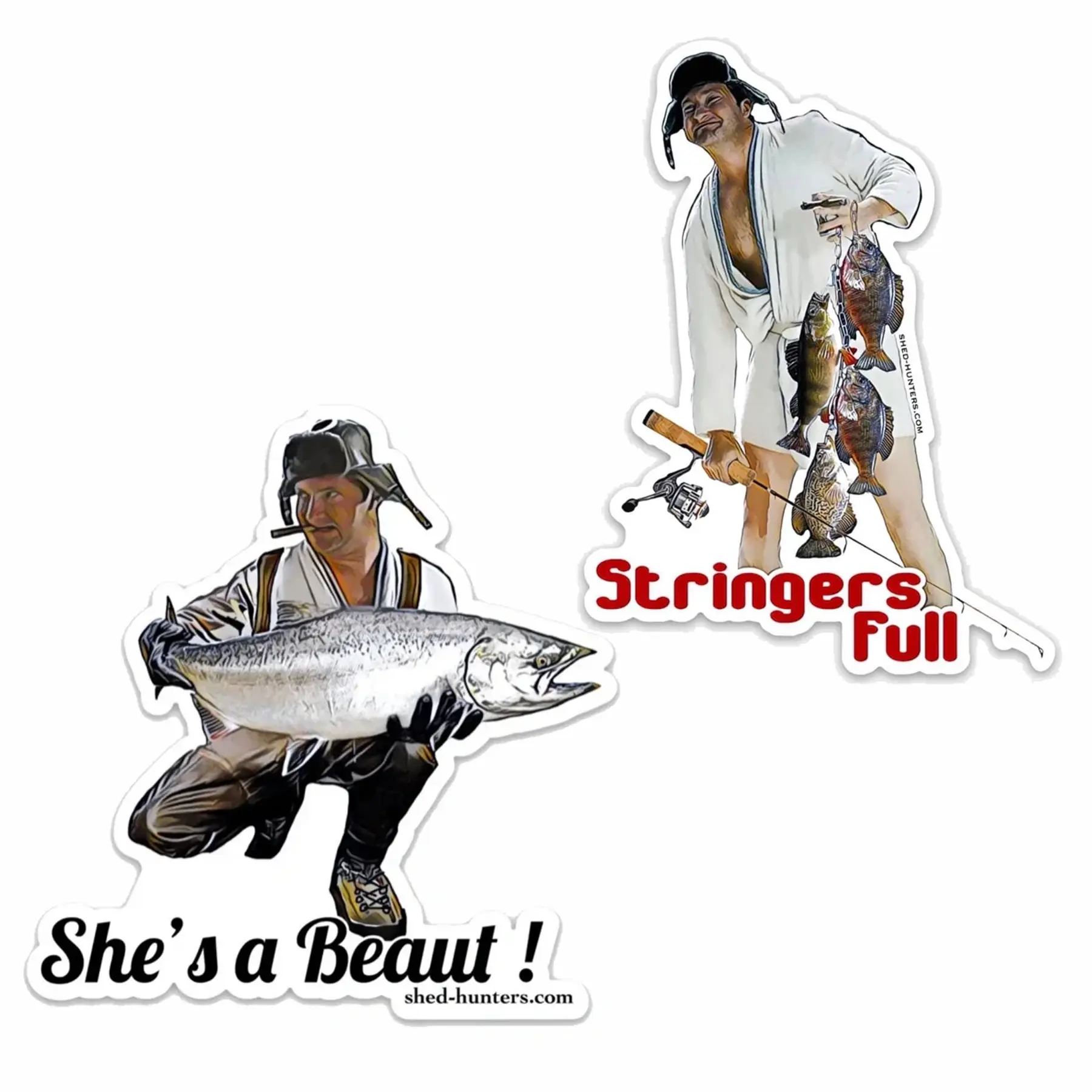 Cousin Eddie Fishing Sticker Set, She's a Beaut & Stringers Full Vinyl Decals, Funny Fisherman Waterproof Laptop Cooler Sticker