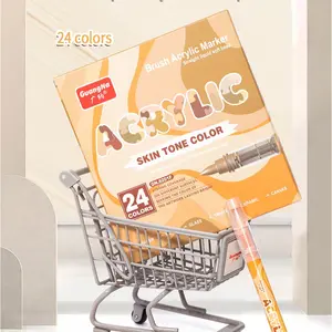 Acrylic Paint Marker Pen, 24pcs/box Art Markers Set Soft Brush Tip Acrylic Paint Pen, Quick-drying Waterproof Acrylic Paint Marker for Illustration Sketching