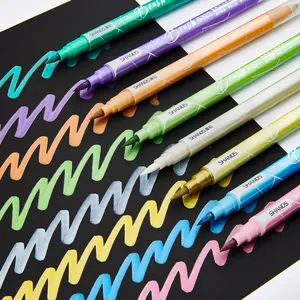 Metallic Marker Pens, Dual Tip Metallic Pens for Rock Painting, Tattoo Painting, Ceramic, Card Making, Black Paper, Easter Egg, Metal, Wine Glass