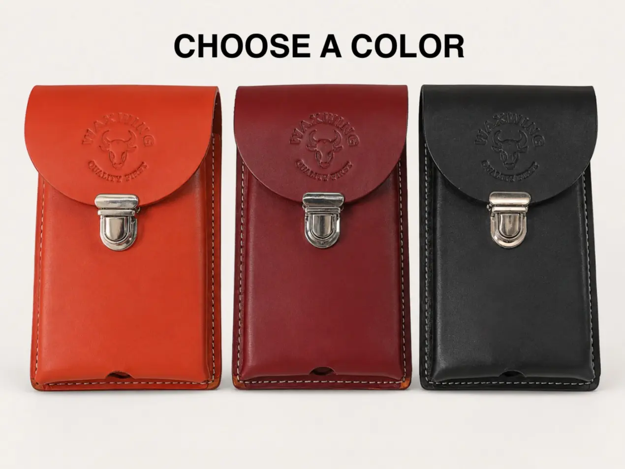 WAXWING Leather Phone Holster - Everyday Carry, Classic Design, Durable Stitching Supports Daily Wear, Choose a Color