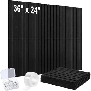 Felt Bulletin Board Tiles, Cork Boards for Walls, Poster Board, Removable Sound Absorbing Pin Board, Vision Board, Photo Display, Office Wall Decor,  Office Classroom Pin Board, 6-Pack (Black)