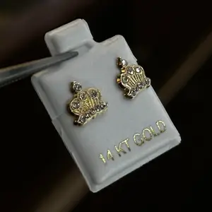 14K CZ CROWN/CORONA EARRINGS