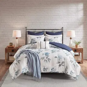 Zennia 7 Piece Seersucker Floral Comforter Set with Throw Blanket