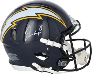 Omarion Hampton Los Angeles Chargers Autographed Riddell 2025 Alternate Navy Speed Authentic Helmet - Fanatics Authentic Certified
