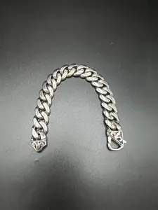 14mm Silver Color Miami Hip Hop Cuban Bracelet, Durable Hand Chain with Clasp, Stainless Steel, All Seasons Fashion Accessory
