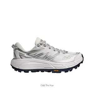 White Breathable Mesh Colorblock Low-Top Trail Running Shoes with Thick Cushioned Midsole and Anti-Slip Rubber Outsole