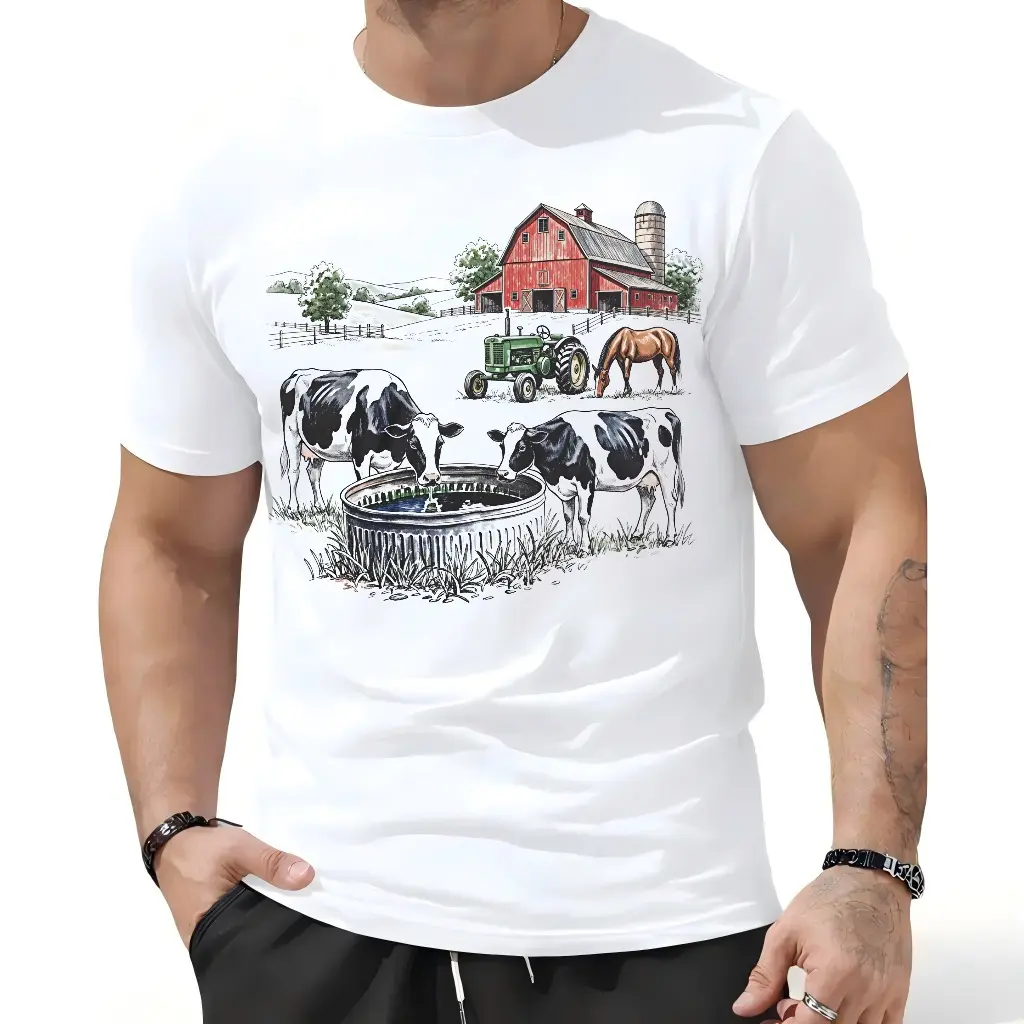 Comfort Colors 90s Farm T-Shirt, Men & Women's Unisex Graphic Tee, Vintage Country Shirt, Barn Life, Cow - Horse - Tractor Shirt, Nostalgia Top,Men's T-shirt, Women's T-shirt,New Arrival