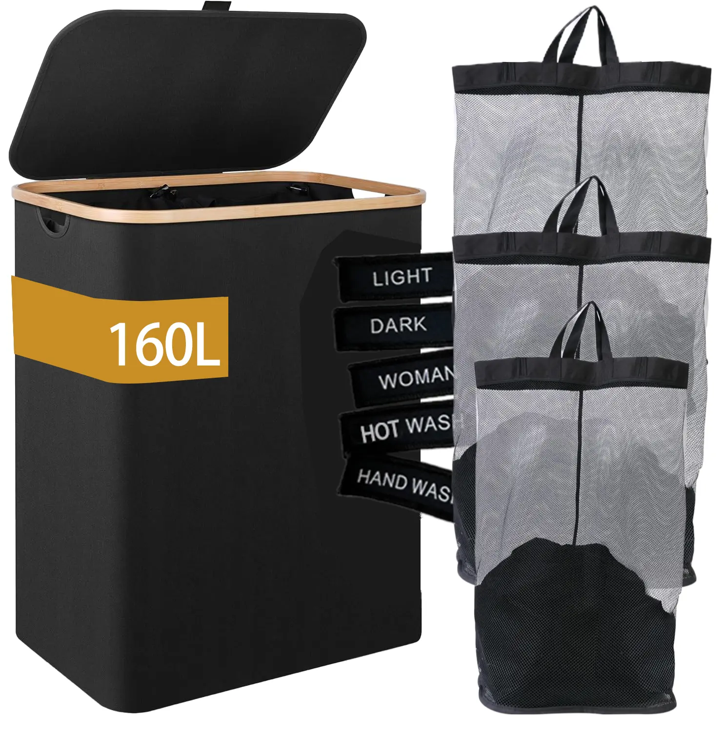 Collapsible Double-Layer Laundry Basket - Waterproof Camping Clothes Hamper with Ergonomic Handles, Freestanding Design, Ultra Compact Storage, Laundry Containers