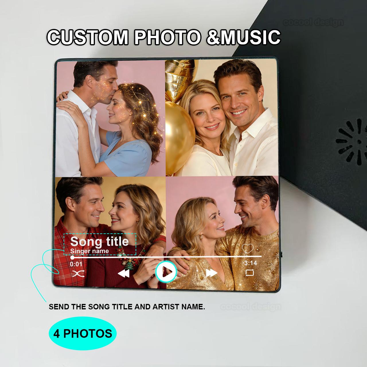 {Customization}Custom Photo Bluetooth Fridge Magnet Personalized Album Frame Plays Music 10x10cm Perfect for teacher appreciation gifts boyfriend birthday gift teen girl gifts anniversary gift for him graduation gifts gifts for boyfriends