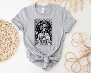 The Mom Tarot Card Shirt, Skeleton Mom T-shirt, Celestial Mama Shirt, Witchy Vibes Tee, Mother's Day Gift Shirt, Vintage Gift For Mom