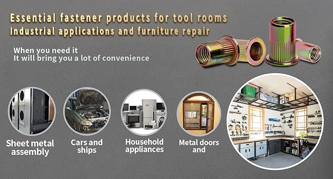 Pressure Rivet Nut Tool Kit, 430Pcs Metric Rivet Nut Combination (M8/M6/M5/M4/M3), Suitable for Furniture, Decoration, Automotive, Marine and Industrial Applications