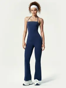 T&W Women's Halter Neck Bodycon Flared Leg Jumpsuit – Stylish & Comfortable for Fitness & Fashion,Stylish & Comfortable Athleisure Outfit, Butt Lifting, High Waist Workout Gym Clothing Stretchable Activewear,jumpsuit women