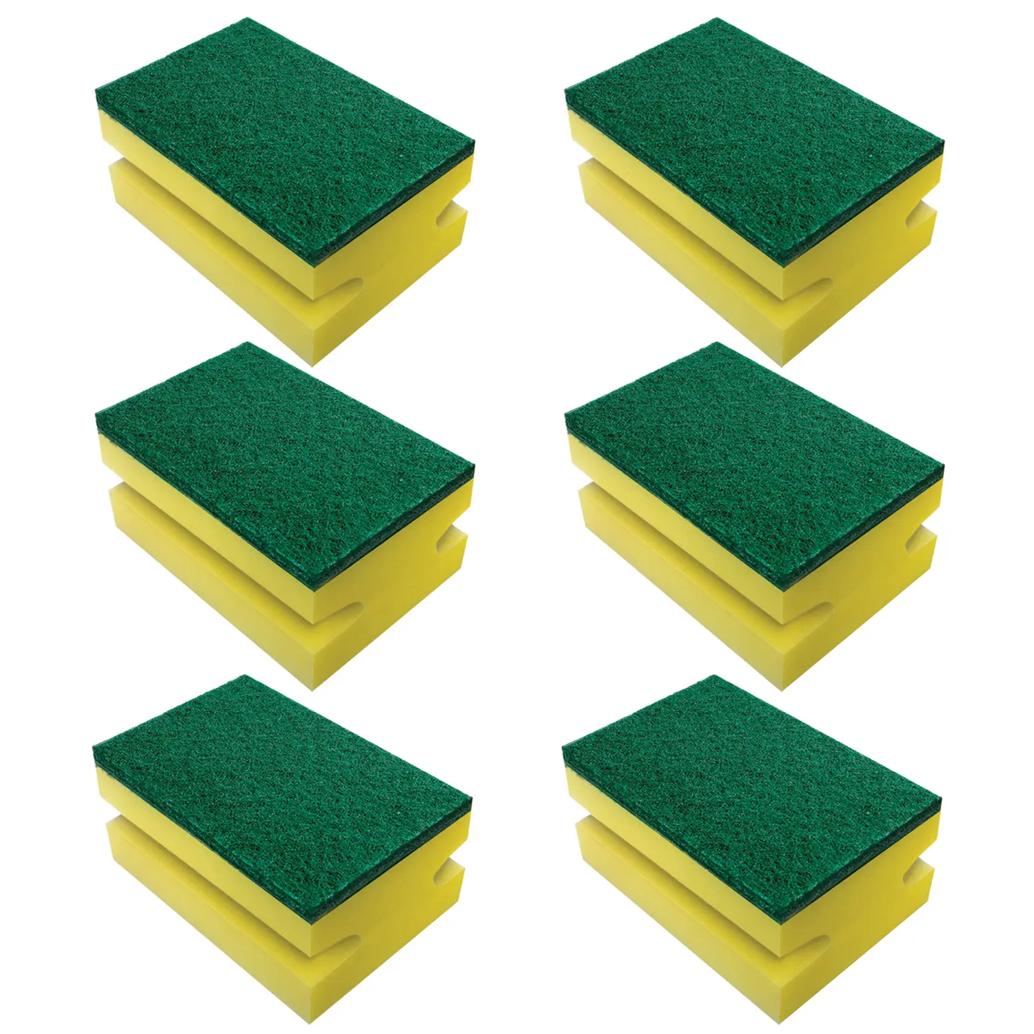 Pot Brite Double-Sided Durable Non-Woven Scrubber Sponge Pad, 6-Count Pack, 3.75in x 2.75in x 1.875in Household Cleaning Tool