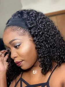 Brazilian Kinky Curly Headband Wigs Human Hair 8-30 Inch Remy Kinky Curly Human Hair Wigs For Women Easy to Wear Glueless Human Hair 180% Density 100% Human Hair For Black Women