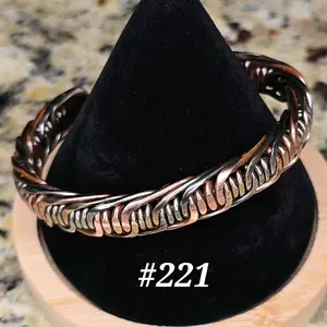 #221 Copper SS SB 6 1/4" x 7/16"   Hand-Woven Cuff Bracelet  Handmade Artisan Jewelry Unisex Gift Ready Open Cuff Design Comfortable Daily Wear