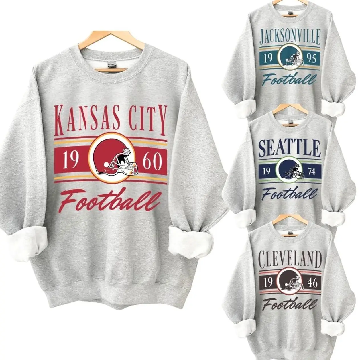 [Sale Off 50%] Retro Football Sweatshirt, Classic Sports Fan Crewneck, Vintage Game Day Football Sweatshirt in Sport Grey Color, Gift for Men Women