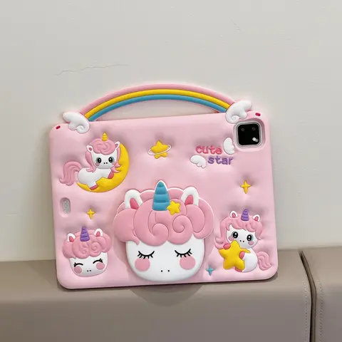 Cute Unicorn Pattern Tablet Case with Kickstand, Soft Silicone Tablet Protective Cover, Tablet Casing, Tablet Protector Accessories for iPad Air 11, iPad Covers (Case Only)