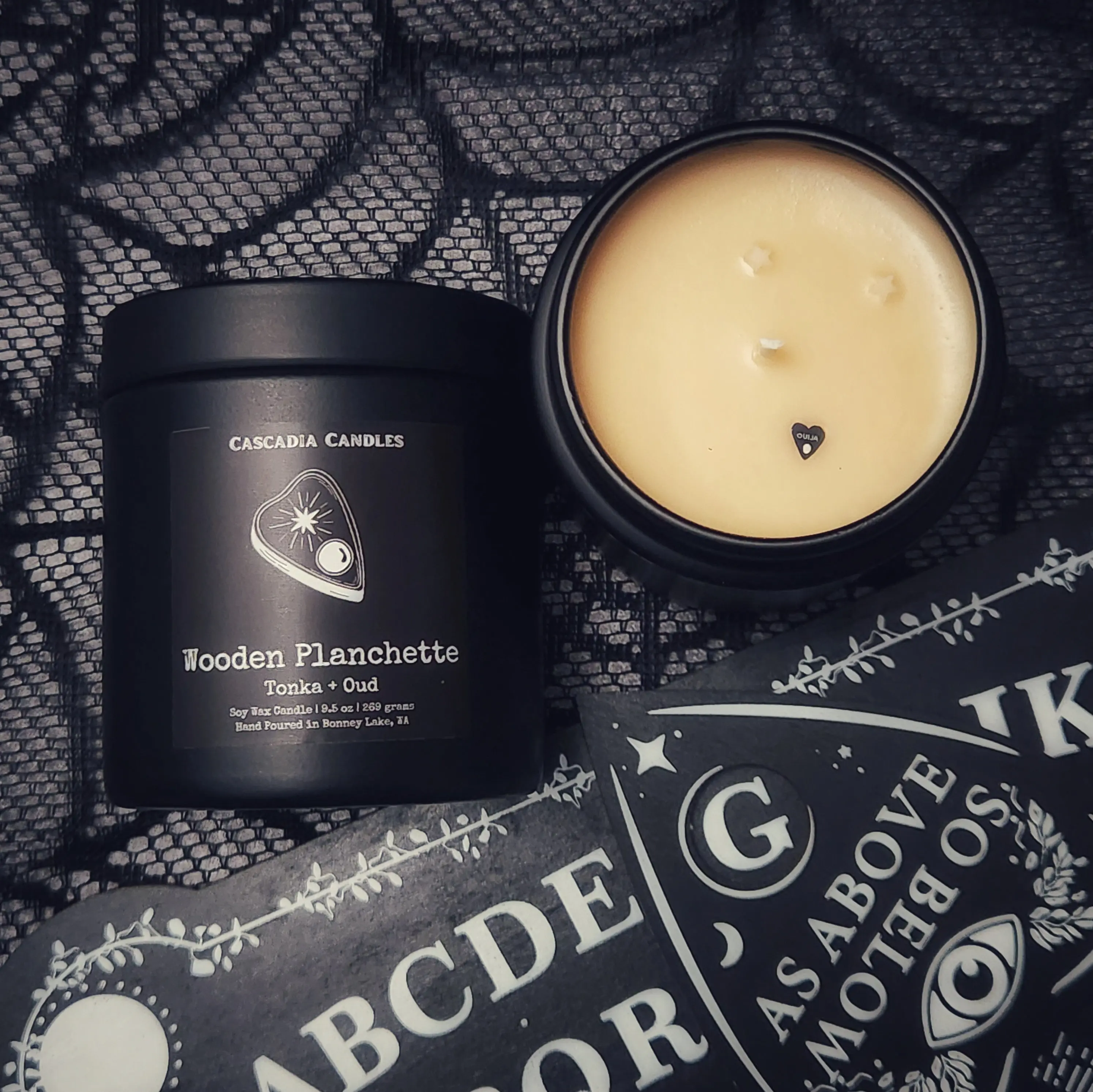 Wooden Planchette Candle | Tonka + Oud