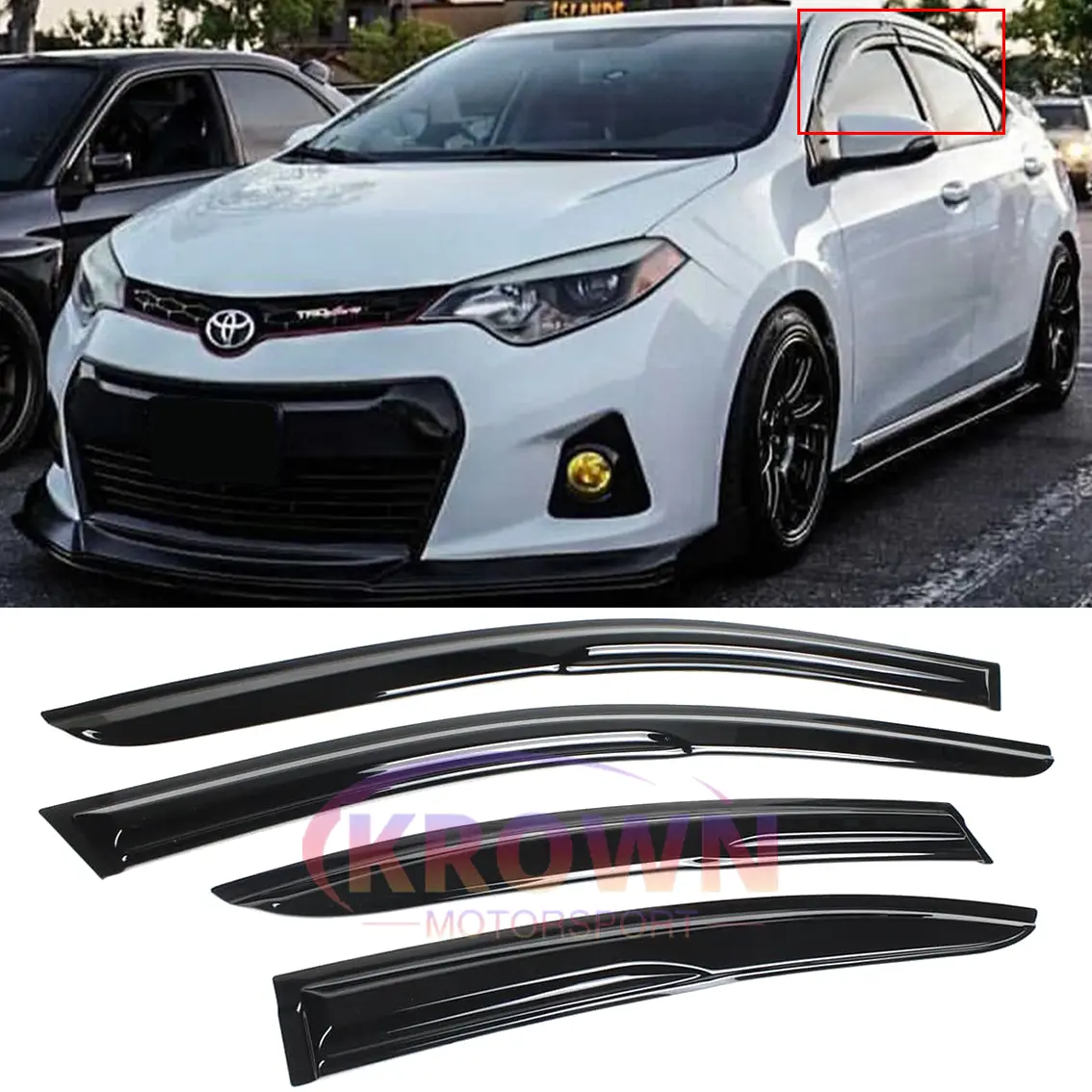 FOR 2014-2019 TOYOTA COROLLA JDM 3D WAVY MUGEN STYLE WINDOW VISOR RAIN GUARD VENT