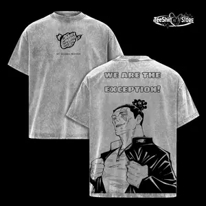 Aoi Todo Jujutsu Kaisen Anime Hoodie – “We Are The Exception” Vintage Washed Oversized Heavyweight Cotton, Anime Streetwear Unisex Casual Retro Top, Gift for Manga & Anime Fans