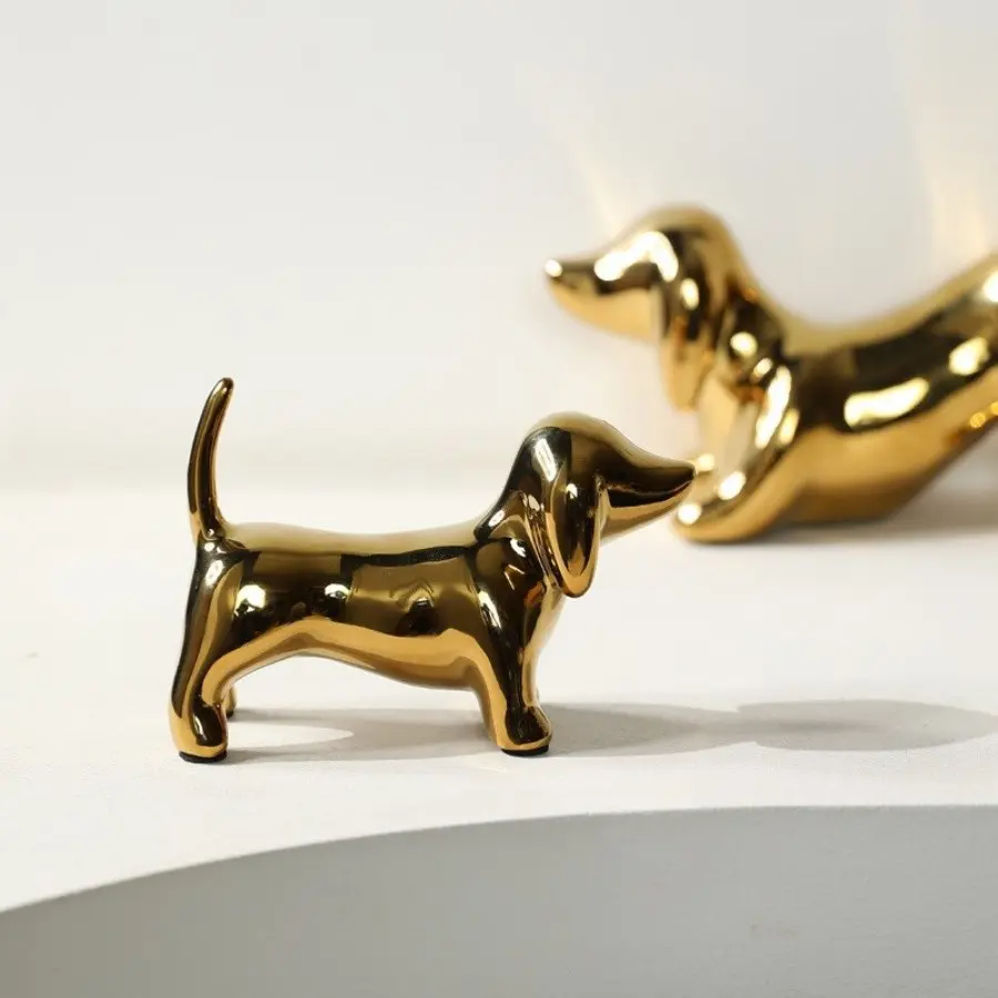 Creative Ceramic Dog Statue Ornament, Home Decor for Living Room, Bar Cabinet, Entryway, Sample Room, Unique Decoration Piece