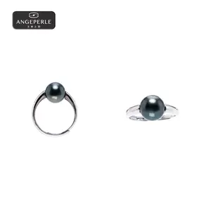 ANGEPERLE S925 Silver Tahitian Seawater Pearl Ring 8-11mm TSJY12X