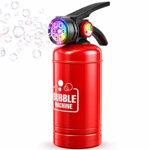 Fire Extinguisher Bubble Machine for Kids, Automatic Bubble Blower Toy with LED Lights, Bubble Solution & Refills, Outdoor Summer Party Bubble Maker for Boys Girls