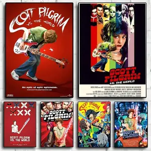 1pc Wall Arts Posters Wall Decor,Room Decor Vintage Pop Retro Movie Scott Pilgrim VS The World Poster High Definition Art Waterproof Home Living Room Bedroom Bar Aesthetics Decoration
