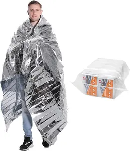 Thermal Blanket for Survival Emergency First Aid Kits Army Outdoors Hiking Camping Bug Out Trauma Desert All Weather Condition Protection One Side Gold/One Side Silver