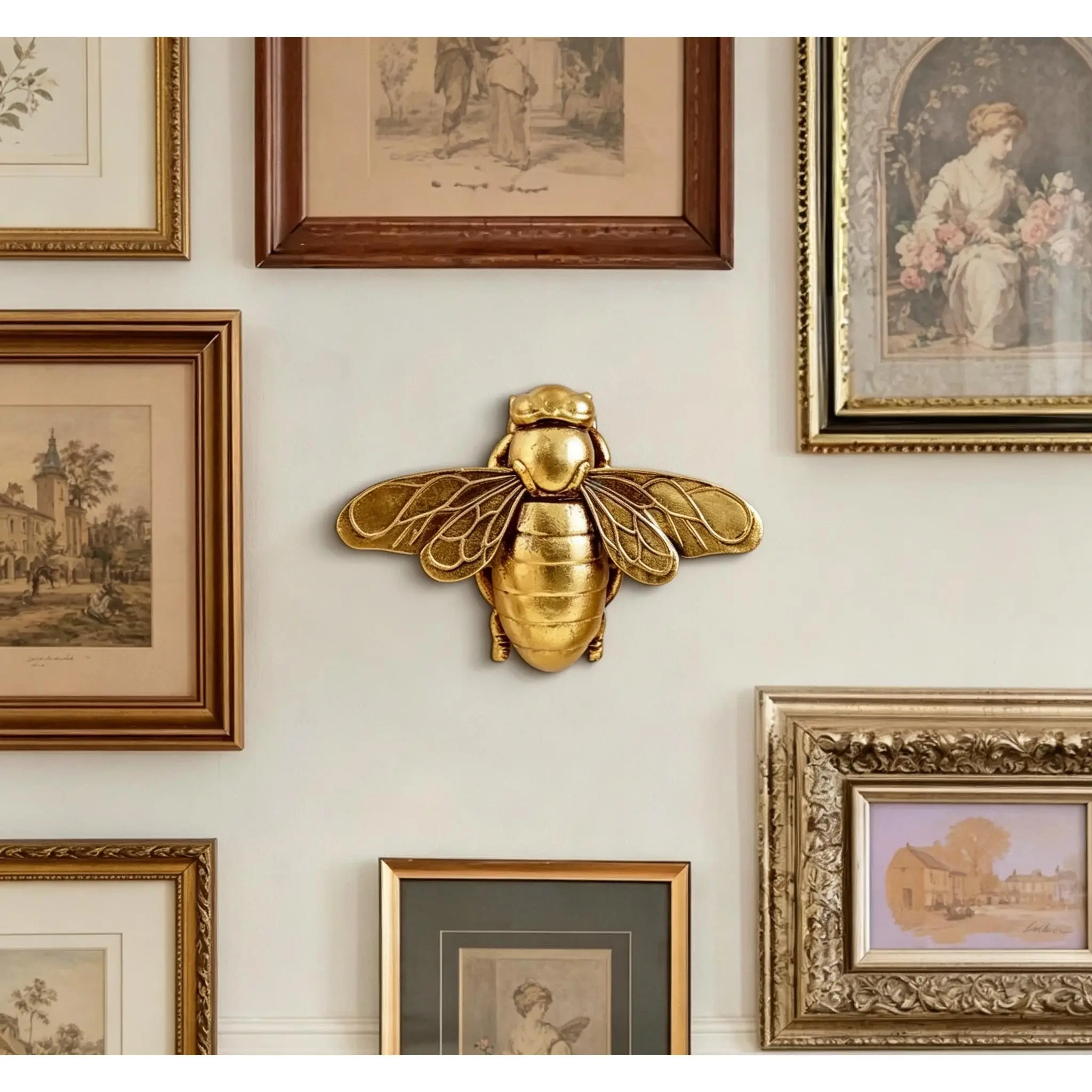 Artistic Golden Bumblebee Large Wall Decor - Home & Room Hanging Ornament Art Piece, Decoration