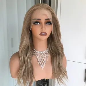 AISOM Greta Latte Blonde Loose Wave 13x4 Free Part Lace Front Wig Heat Friendly Synthetic Wig Low Density Natural Looking Wig 22 Inches for Daily Use