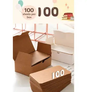 Blank Kraft Paper Cards – Student English Vocabulary Cards, DIY White Hard Cards, Small Cards for Message Notes & Postcards, Perfect for Crafting & Gifts
