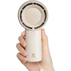 JISULIFE Handheld Portable Turbo Fan [16H Max Cooling Time], 4000mAh USB Rechargeable Personal Battery Operated Mini Small Pocket Fan with 5 Speeds for Travel/Outdoor/Vacation/Concerts - Brown