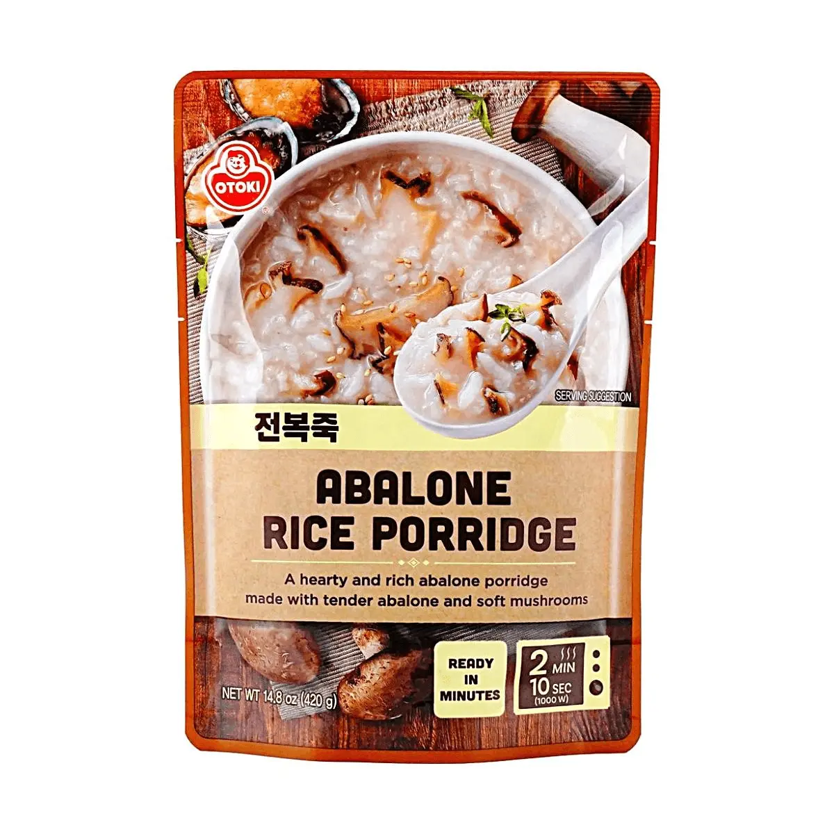 Ottogi Korean Abalone Porridge 420g - Authentic Abalone Chunks, Rich & Creamy Texture, Savory Seafood Rice Soup