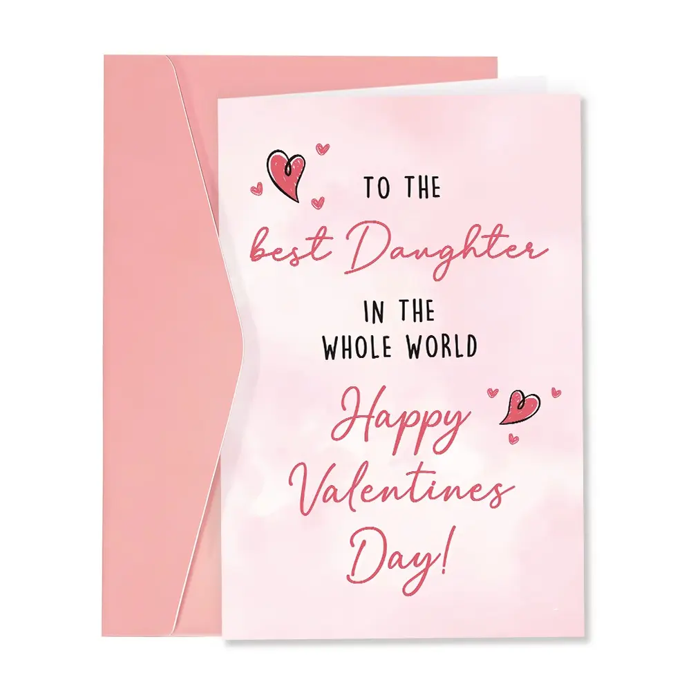 1pc Happy Valentines Day for Best Daughter, Special Daughter Valentine’s Day Gift, Heartwarming Design, Perfect for Expressing Love, Custom Message Card