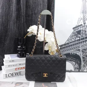 Pre-owned CHANEL Caviar Shoulder Bags Classic Flap Jumbo Black Leather Shoulder Bag T10329831