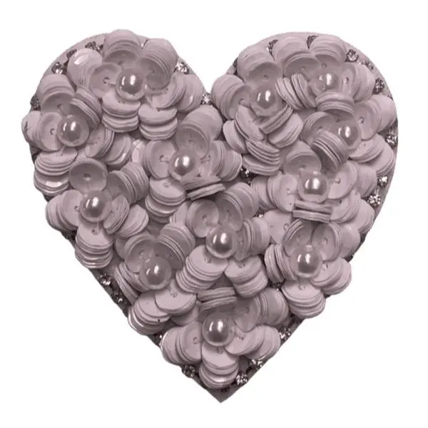 White heart Flower Beaded Rhinestone Patch - Embroidery Sewing Accessory for Fabric Craft Projects