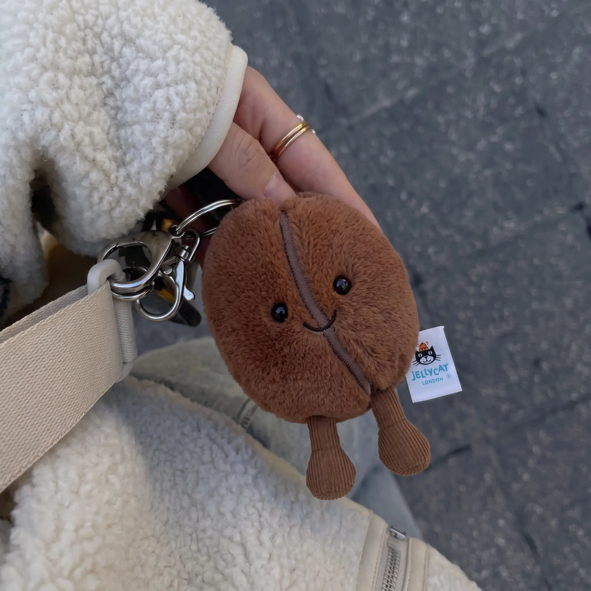 Jelly Cat Croissant Plush Bag Charm Collection, Adorable Plush Keychain, Cute Soft Coffee Bag Accessory, Adorable Cloud Gift for Her, Bag Charm