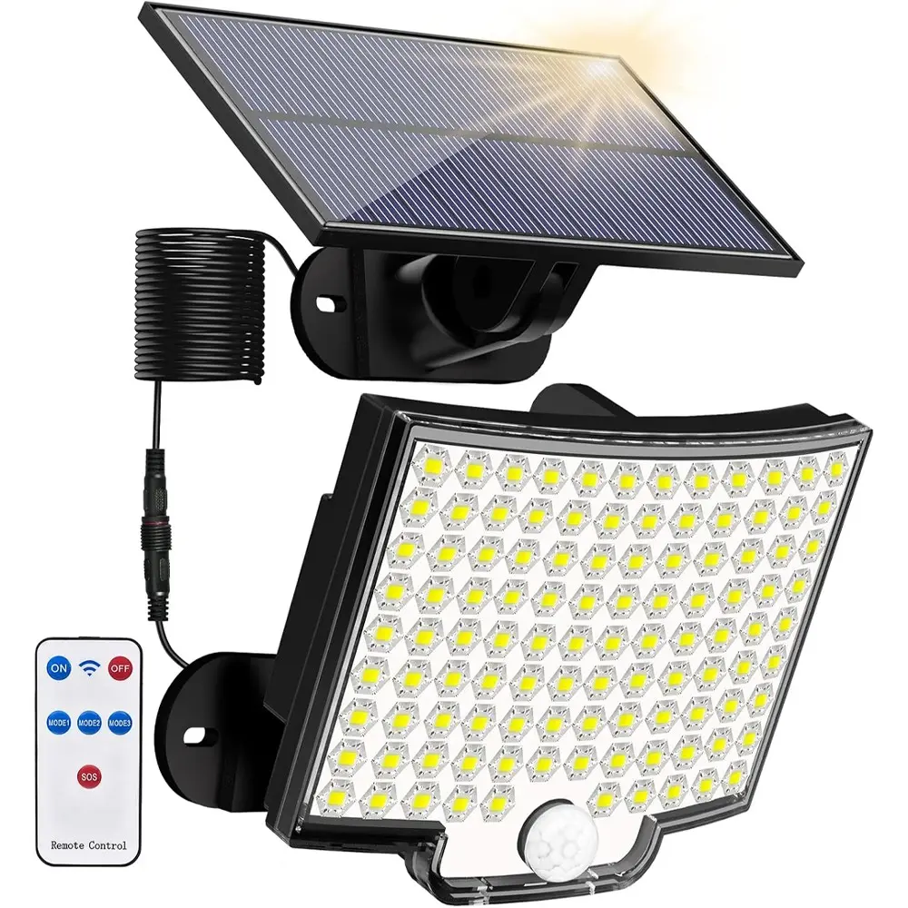 Outdoor Solar Light, 106LED Ultra-Bright Solar Spotlight with Remote Control, Dusk-to-Dawn LED Solar Security Wall Light, Outdoor Pathway Light, Suitable for Outdoor, Warehouse, Courtyard, Exterior Walls, Waterproof Light, Solar Led Lights, Solar Lighted