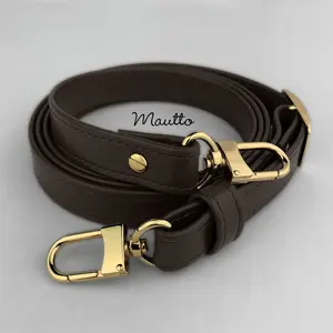 Dark Brown (Damier Ebene) Adjustable Leather Strap for LV Speedy, Noe, Metis, Trevi, etc - Standard 3/4 inch (19mm) Wide