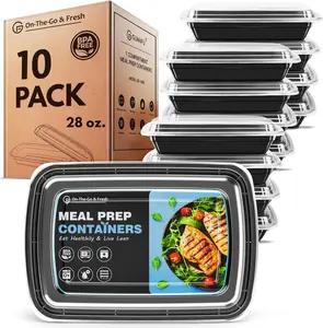 Meal Prep Containers Reusable, 20 Pack Extra-Thick Food Storage Containers w/Lids Plastic Bento Box BPA Free Lunch Boxes Disposable Stackable Microwave Dishwasher Freezer Safe(28 oz)