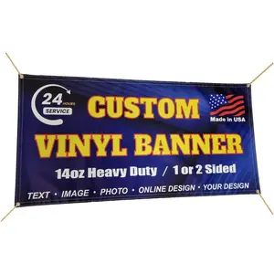 14oz Custom Vinyl Banner, Full Color,  Coated Material, Heavy Duty Sign, Backdrop, Indoor / Outdoor, For Advertising, Tadeshow, Occasions,  Design or Print Your Design, 1 or 2 Sided (5 X 5 ft (H X W))