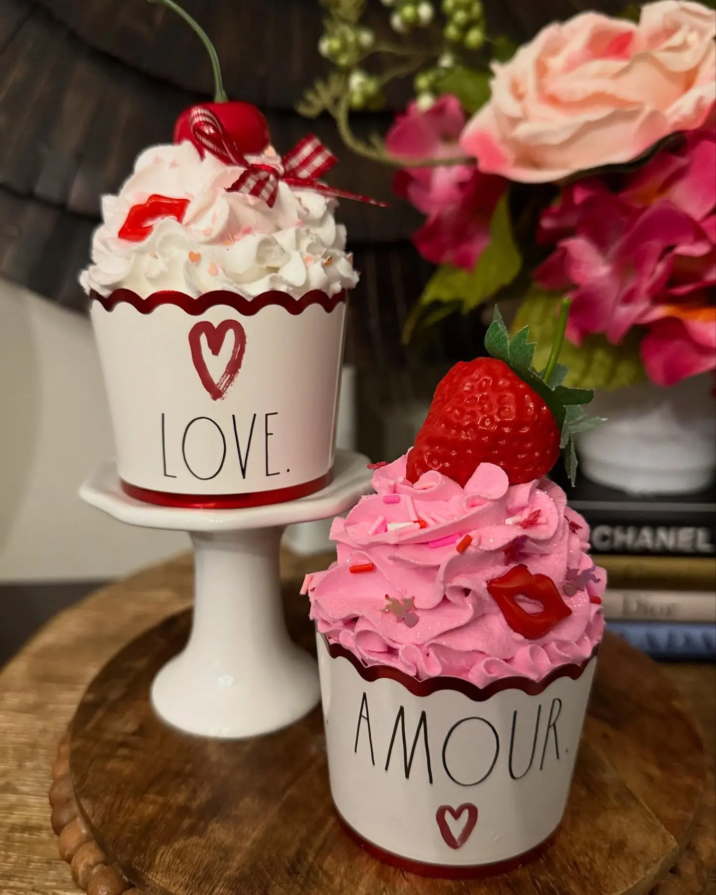 Valentine Faux Whipped Cupcakes - Valentines Tiered Tray Decor - Choose one or both