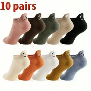 10 Pairs Novelty Socks Cotton Kawaii Embroidered Funny Low Cut Ankle Socks for Women Man