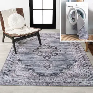 JONATHAN Y Wincer Chenille Cottage Medallion Machine-washable Area Rug; for Living Room, Kitchen, Bedroom, Dining Room, Office