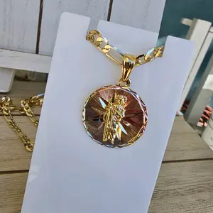 gold plated necklace san juditas