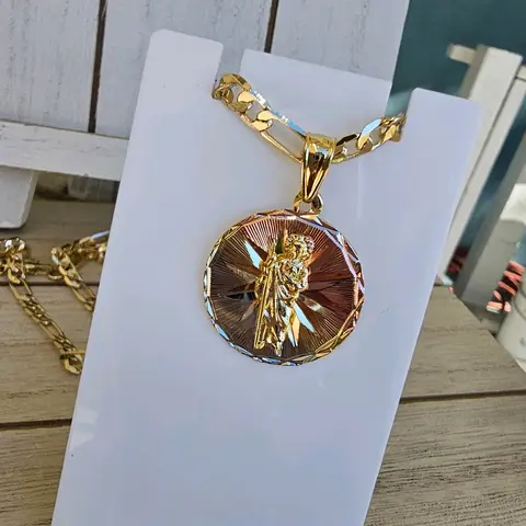 gold plated necklace san juditas
