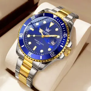 OLEVS Luxury Watches for Men Big Face Stainless Steel Business Dress Analog Quartz Watch with Day Waterproof Luminous Mens Wrist Watch 5885