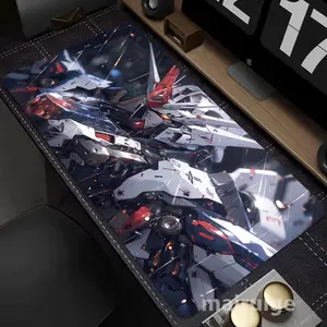 1-pack XXL gaming mouse pad, Universal mouse pad, featuring a Gundam mecha design, 3–5 mm thick, made of non-slip, washable rubber, computer and office decor accessory, gift for gamers, suitable for laptops, desks, and office tables