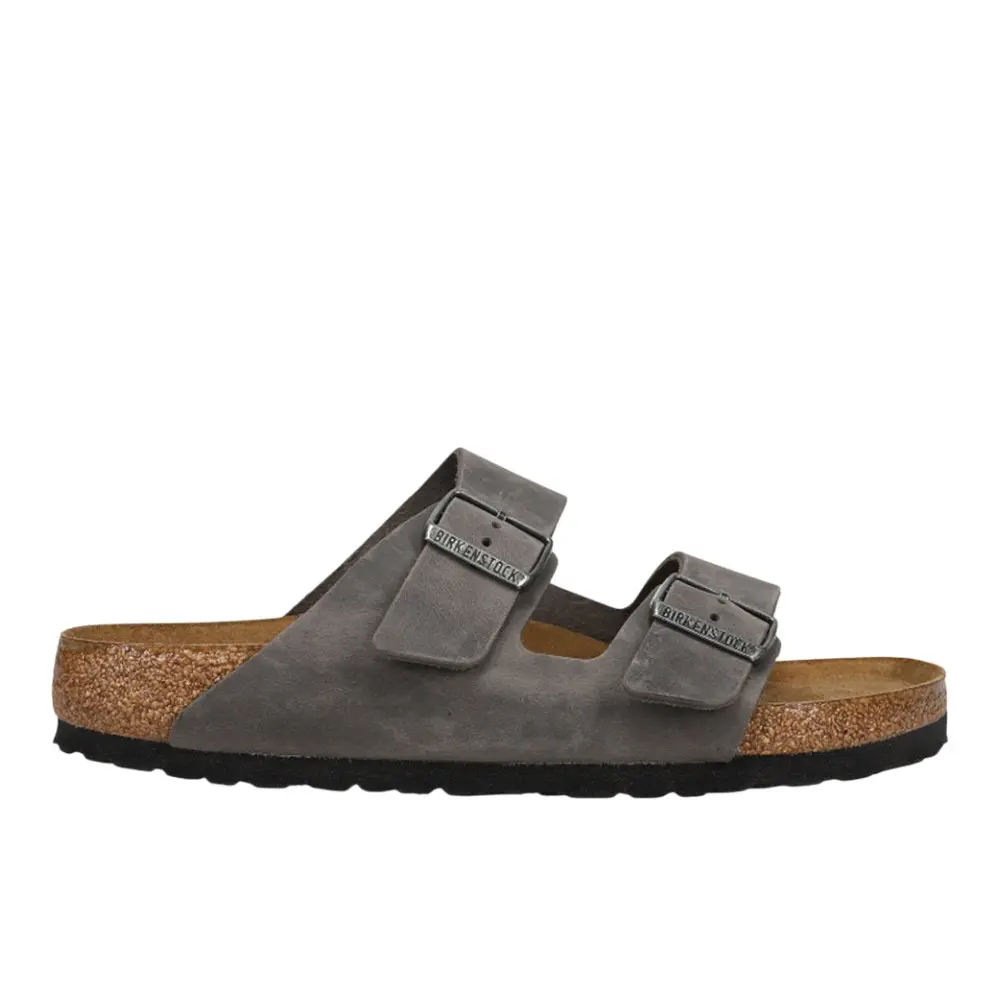 BIRKENSTOCK Mens Arizona Soft Footbed Oiled Leather Casual Sandals Casual - Grey BIRKENSTOCK Mens Arizona Soft Footbed Oiled Leather Casual Sandals Casual - Grey